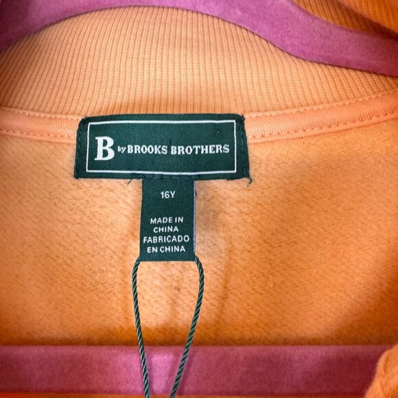 A0008 Brooks Brothers Youth Half-Zip Pullover Sweatshirt 16Y Peach Cotton NWT - Picture 3 of 8